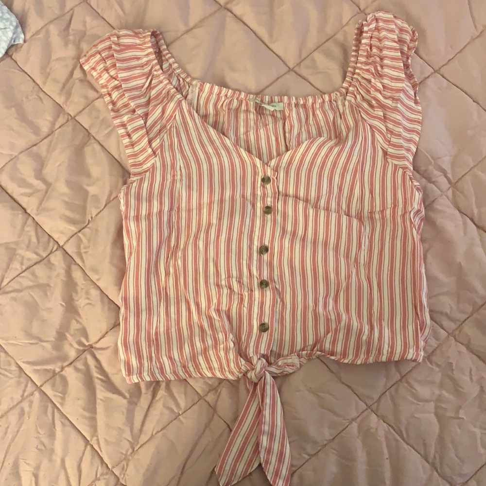 Pink and white stripped blouse. American eagle